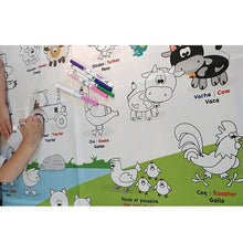 Load image into Gallery viewer, BiMoo Farm - Multilingual Coloring Tablecloth up close play