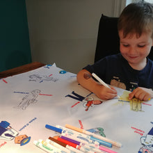 Load image into Gallery viewer, BiMoo Professions - Multilingual Coloring Tablecloth child coloring