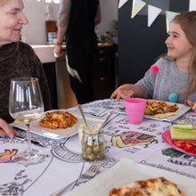 Load image into Gallery viewer, BiMoo Fantasy - Multilingual Coloring Tablecloth diner time