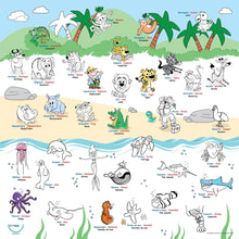 Load image into Gallery viewer, BiMoo Animals - Multilingual Coloring Tablecloth
