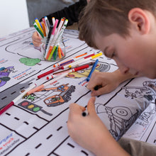 Load image into Gallery viewer, BiMoo Transport - Multilingual Coloring Tablecloth child coloring
